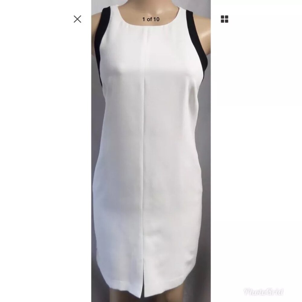 BANANA REPUBLIC  WHITE BLACK SHIFT CAREER COCKTAIL CASUAL DRESS SIZE: 10 NWT